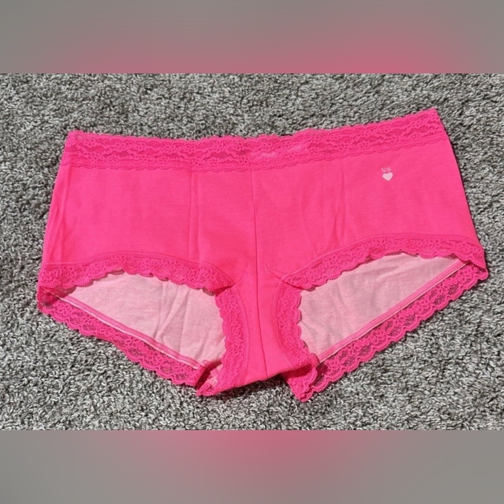 2014 Victoria's Secret Bright Pink Lace-Trim Boyshorts